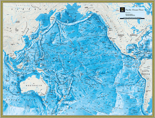 Pacific Ocean Floor Wall Map