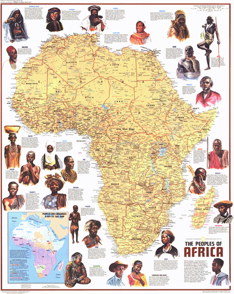 People of Africa 1971 Wall Map