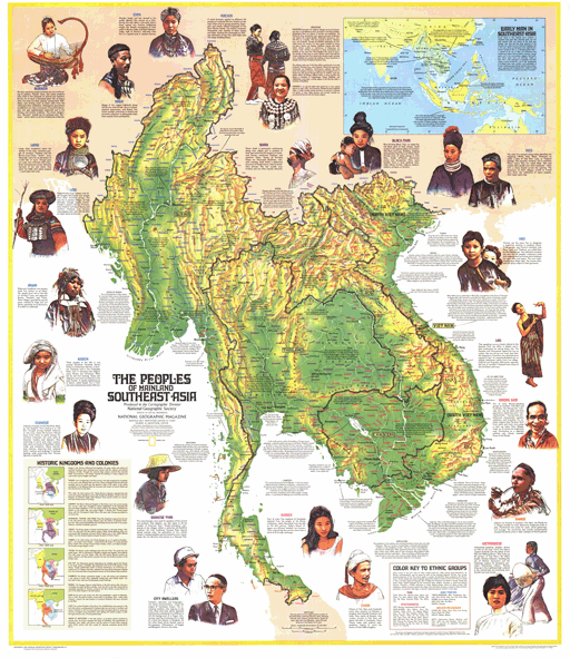 People of Southeast Asia 1971 Wall Map