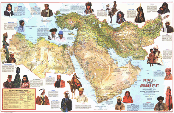 People of the Middle East 1972 Wall Map