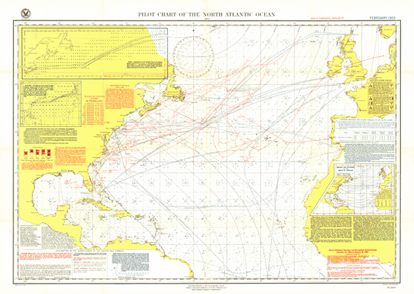 Pilot Charts of the North Atlantic Wall Map