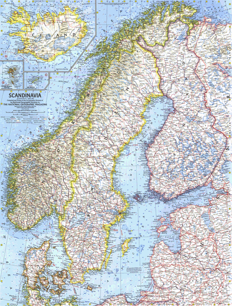 Scandinavia 1963 Wall Map