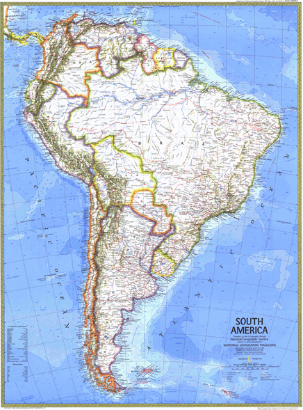 South America 1972 Wall Map