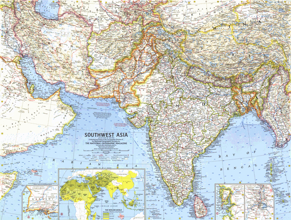 Southeast Asia 1963 Wall Map