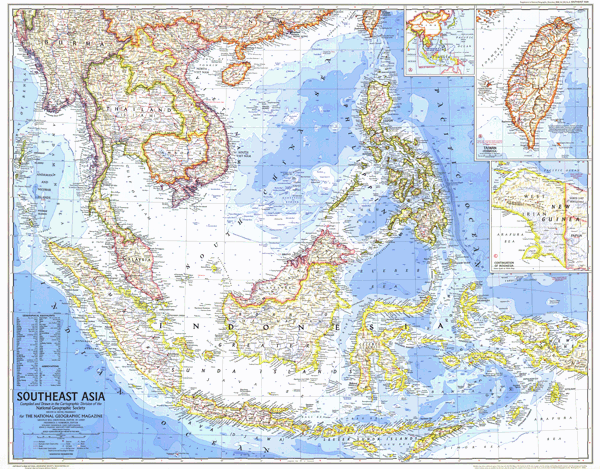 Southeast Asia 1968 Wall Map