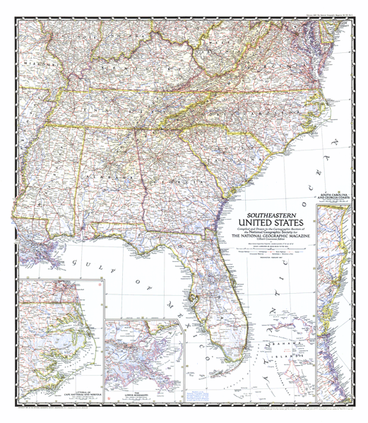 Southeastern US 1947 Wall Map