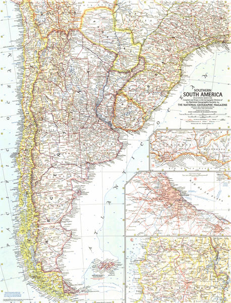 Southern South America 1958 Wall Map