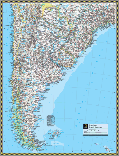 Southern South America Wall Map