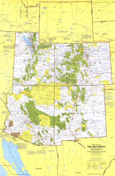 Southwest US 1977 Wall Map