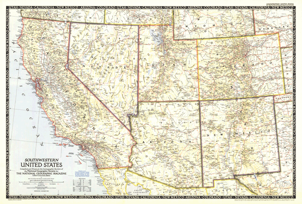 Southwestern US 1948 Wall Map