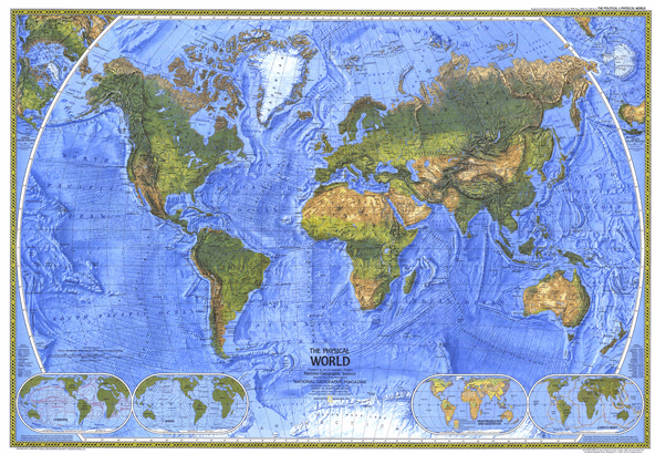The Physical World 1975 Wall Map