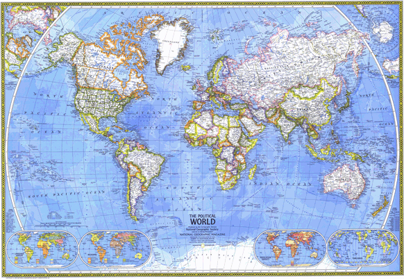 The Political World 1975 Wall Map
