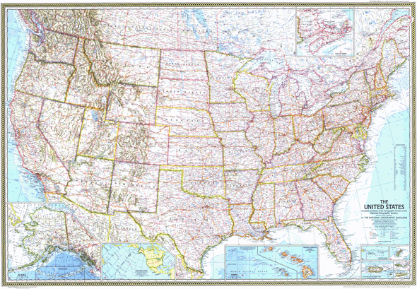 The United States 1968 Wall Map