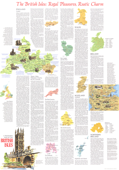 Travelers British Isles 1974 Wall Map Part B