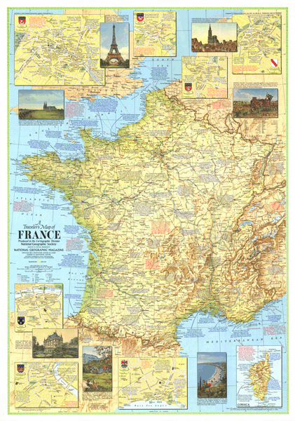 Travelers France 1971 Wall Map
