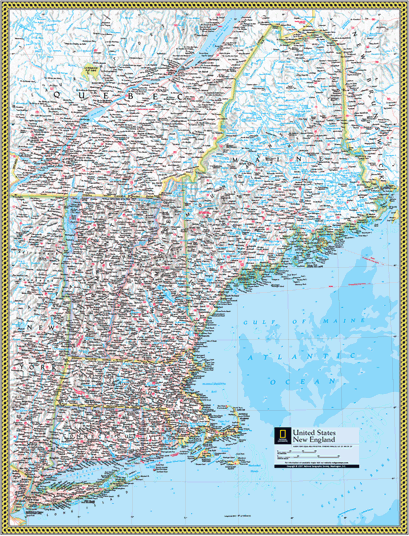 US New England Wall Map