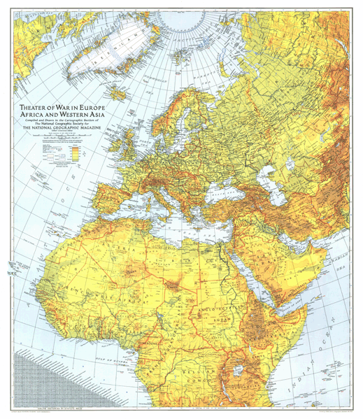 Theater of war in Europe, Africa and Asia 1942 Wall Map