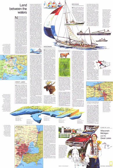 Wisconsin, Michigan and the Great Lakes Wall Map Part B