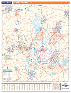 Charlotte, NC Vicinity Wall Map