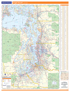 Puget Sound, WA Wall Map