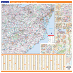 Mid Atlantic Coast and Ohio River Valley Wall Map