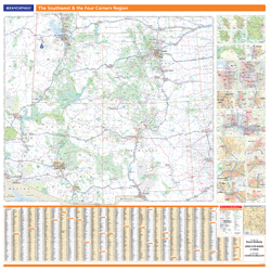 Southwest and Four Corners U.S. Regional Wall Map