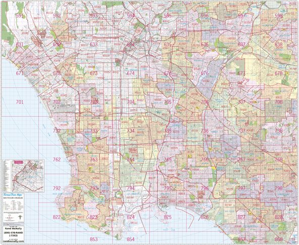 Southern Los Angeles, CA Wall Map