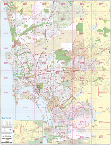 South San-Diego, CA Wall Map