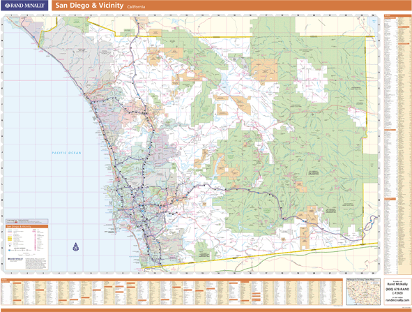 San Diego, CA Vicinity Wall Map