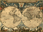 1664 Antique World Wall Map
