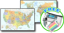 Classic World and USA Wall Map Bundle by GeoNova
