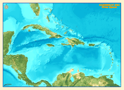 Caribbean Sea and Islands from Space Wall Map