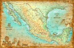 Mexico Antique Wall Map