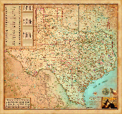 Texas Antique Wall Map