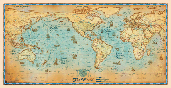 Antique World Wall Map