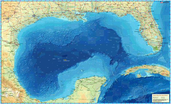 Gulf of Mexico Wall Map