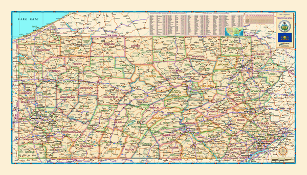 Pennsylvania Counties Wall Map