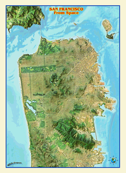 San Francisco from Space Wall Map