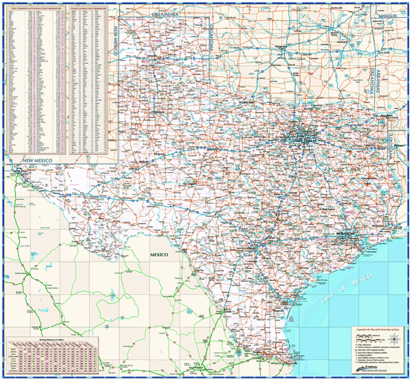 Texas White Wall Map