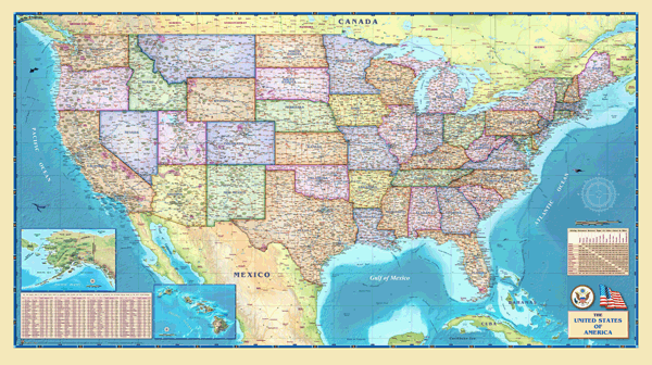 USA Political Wall Map