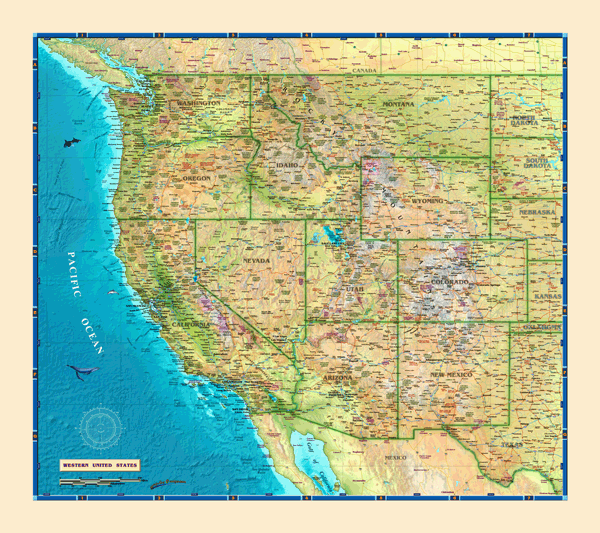 Western USA Wall Map