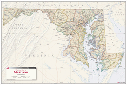  Political Wall Map Of Maryland With Antique Tones