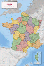 France Political Wall Map