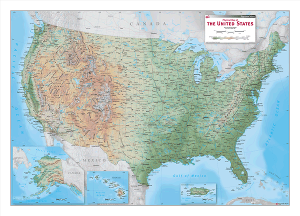Physical Wall Map Of The US