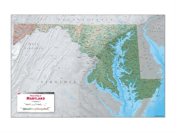 Physical Wall Map Of Maryland By Equator Maps Mapsales