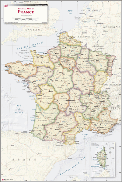France Antique Wall Map
