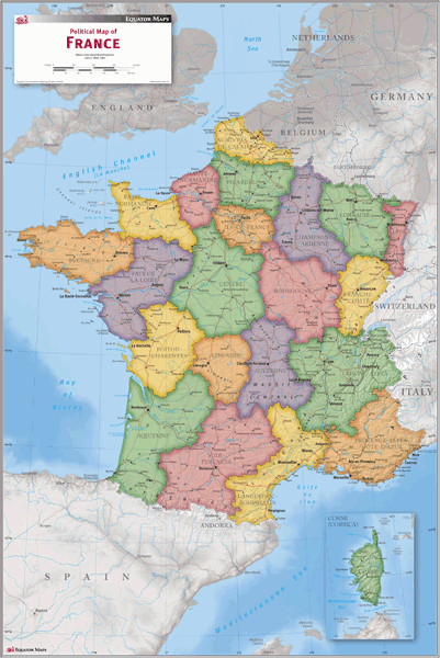 France Political Wall Map