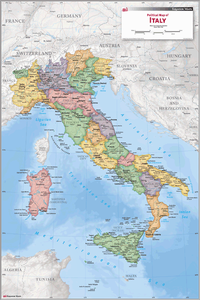 Italy Political Wall Map