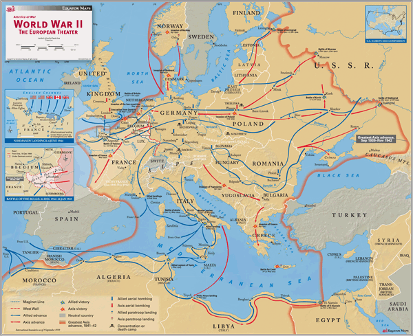 WWII Europe Wall Map