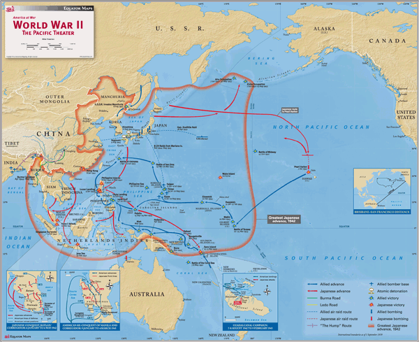 WWII Pacific Wall Map